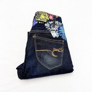 Desigual Slim Fit Jeans Cropped Dark Wash Denim Size 28